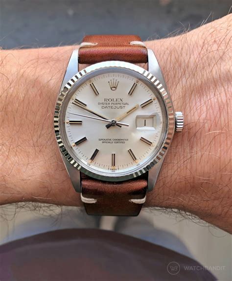 rolex datejust with leather strap|vintage rolex with leather strap.